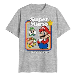 Novelty Mens Crew Neck Short Sleeve Classic Fit Super Mario Big and Tall Graphic T-Shirt
