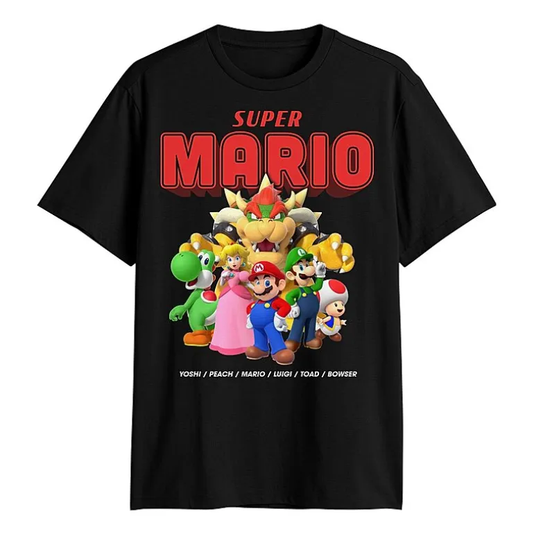 Novelty Mens Crew Neck Short Sleeve Regular Fit Super Mario Graphic T-Shirt