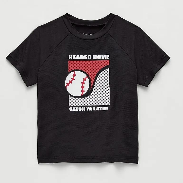 Okie Dokie Active Mesh Toddler & Little Boys Round Neck Short Sleeve Relaxed Fit Graphic T-Shirt