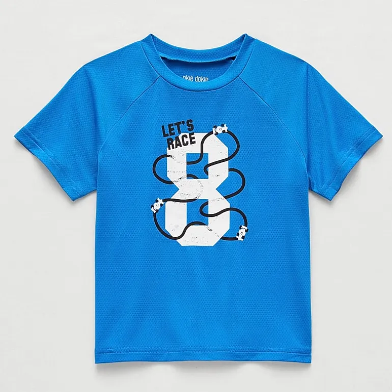 Okie Dokie Active Mesh Toddler & Little Boys Round Neck Short Sleeve Relaxed Fit Graphic T-Shirt