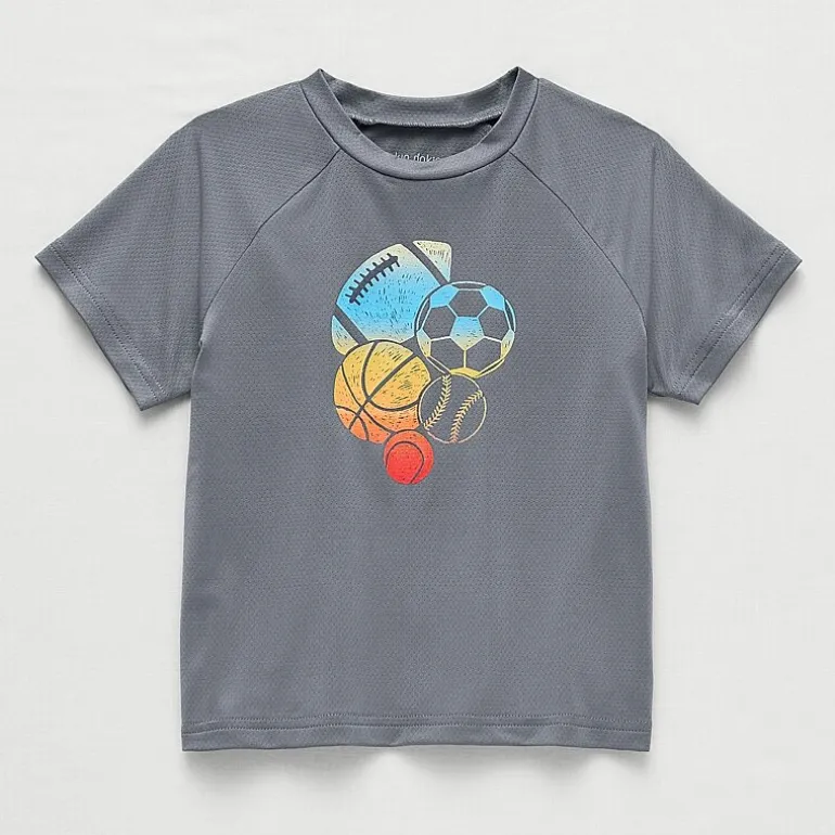 Okie Dokie Active Mesh Toddler & Little Boys Round Neck Short Sleeve Relaxed Fit Graphic T-Shirt
