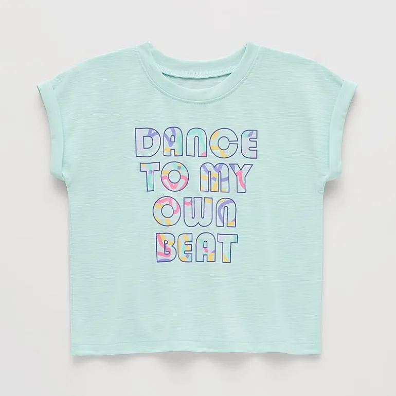 Okie Dokie Active Toddler & Little Girls Round Neck Short Sleeve Regular Fit Graphic T-Shirt