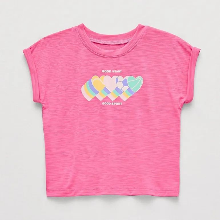 Okie Dokie Active Toddler & Little Girls Round Neck Short Sleeve Regular Fit Graphic T-Shirt