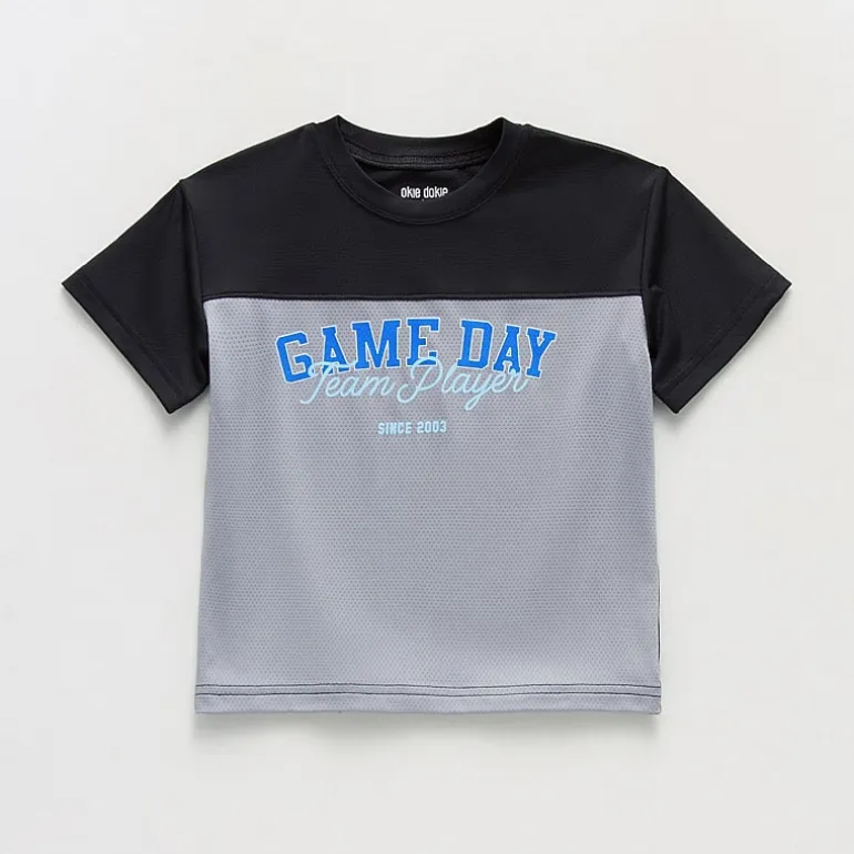 Okie Dokie Active Toddler & Little Boys Crew Neck Short Sleeve Regular Fit Graphic T-Shirt