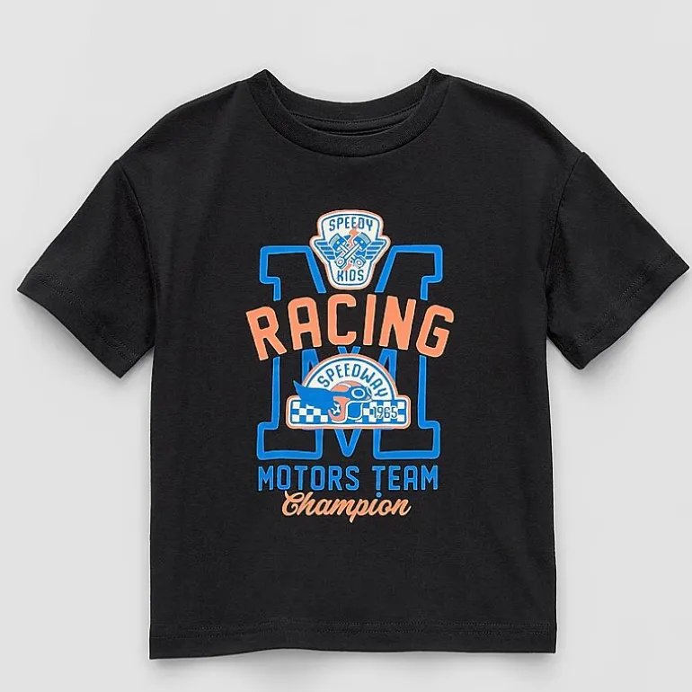 Okie Dokie Active Toddler & Little Boys Crew Neck Short Sleeve Regular Fit Graphic T-Shirt