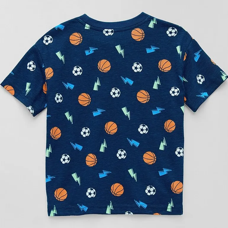 Okie Dokie Active Toddler & Little Boys Crew Neck Short Sleeve Regular Fit Graphic T-Shirt