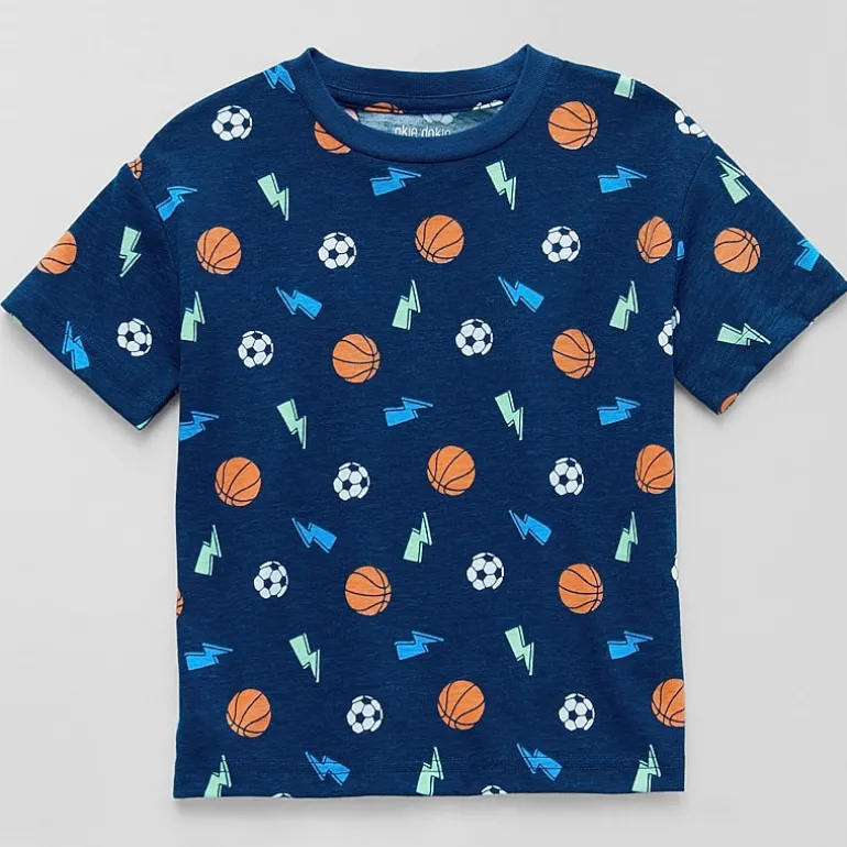Okie Dokie Active Toddler & Little Boys Crew Neck Short Sleeve Regular Fit Graphic T-Shirt