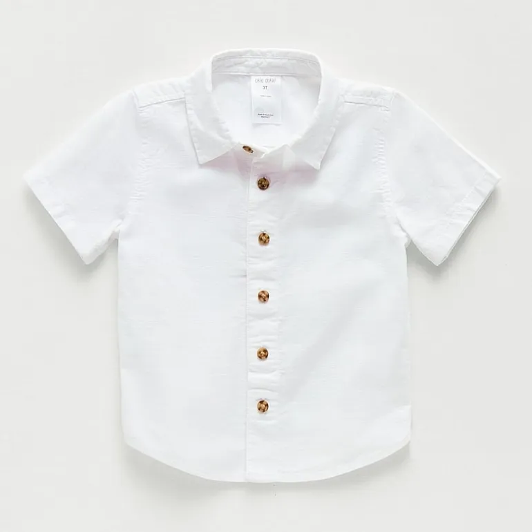 Okie Dokie Adaptive Toddler Boys Easy-on + Easy-off Short Sleeve Regular Fit Button-Down Shirt