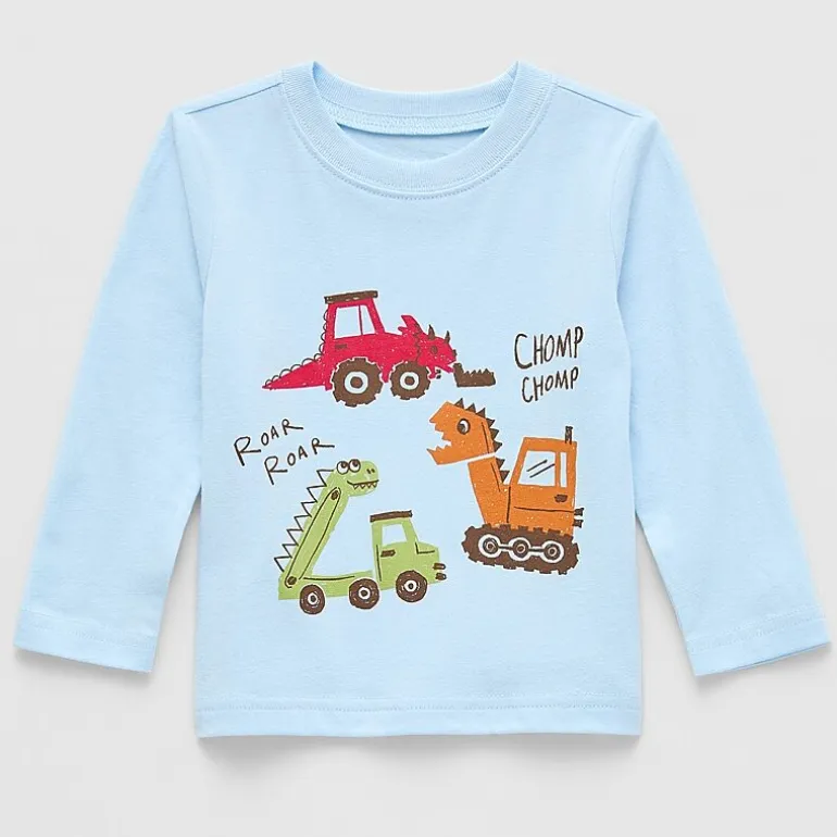 Okie Dokie Baby Boys Crew Neck Long Sleeve Regular Fit Graphic T-Shirt