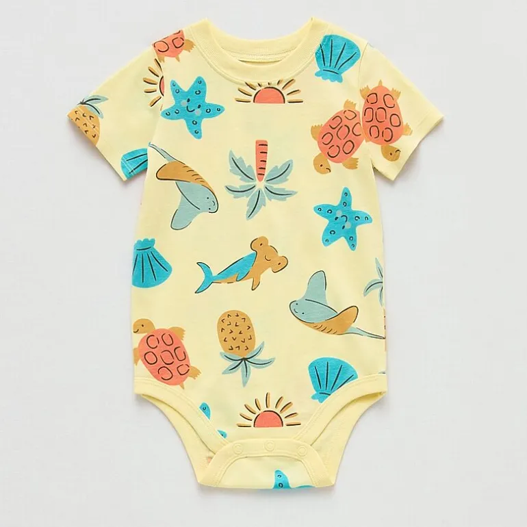 Okie Dokie Baby Boys Crew Neck Short Sleeve Bodysuit