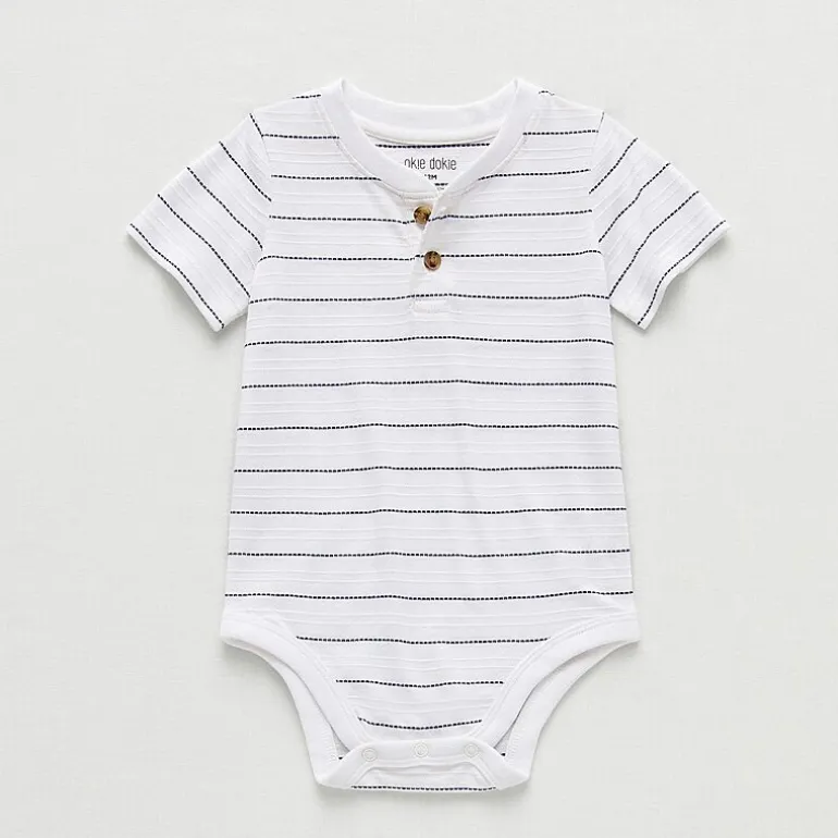 Okie Dokie Baby Boys Henley Neck Short Sleeve Bodysuit
