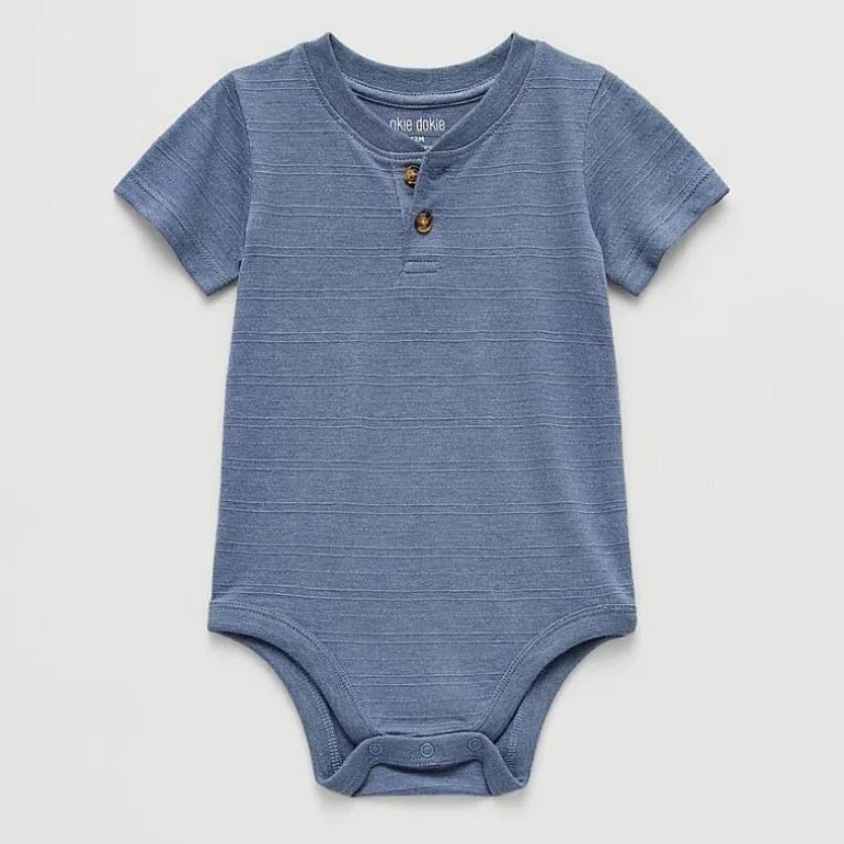 Okie Dokie Baby Boys Henley Neck Short Sleeve Bodysuit