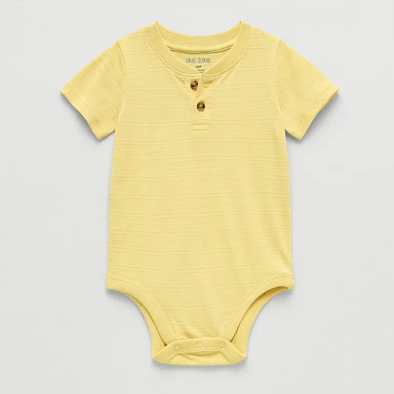 Okie Dokie Baby Boys Henley Neck Short Sleeve Bodysuit