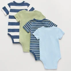 Okie Dokie Baby Boys Round Neck Short Sleeve Rib 4-pc. Bodysuit