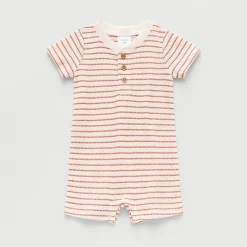 Okie Dokie Baby Boys Short Sleeve Striped Romper