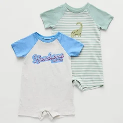 Okie Dokie Baby Boys Short Sleeve 2-pc. Romper