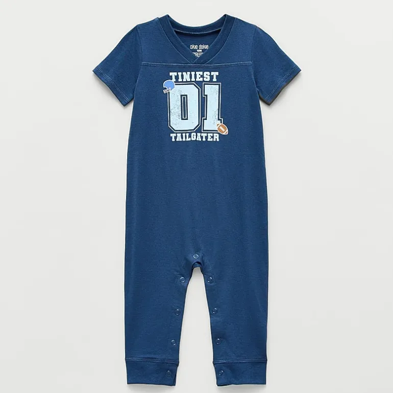 Okie Dokie Baby Boys V Neck Short Sleeve Jumpsuit