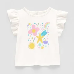 Okie Dokie Baby Girls Round Neck Short Sleeve Regular Fit Graphic T-Shirt