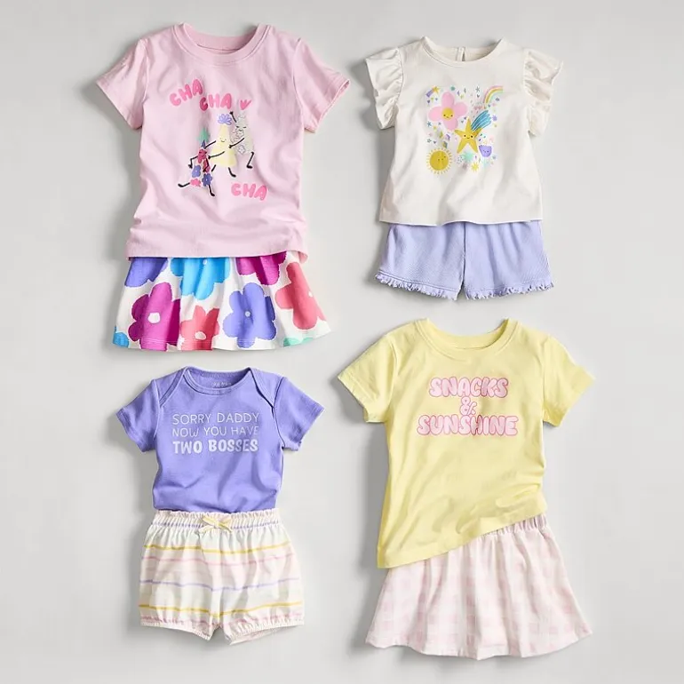 Okie Dokie Baby Girls Round Neck Short Sleeve Regular Fit Graphic T-Shirt