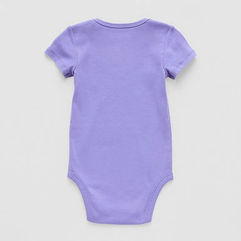Okie Dokie Baby Girls Round Neck Short Sleeve Rib Bodysuit