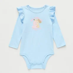 Okie Dokie Baby Girls Round Neck Long Sleeve Bodysuit