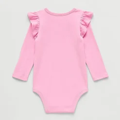 Okie Dokie Baby Girls Round Neck Long Sleeve Bodysuit