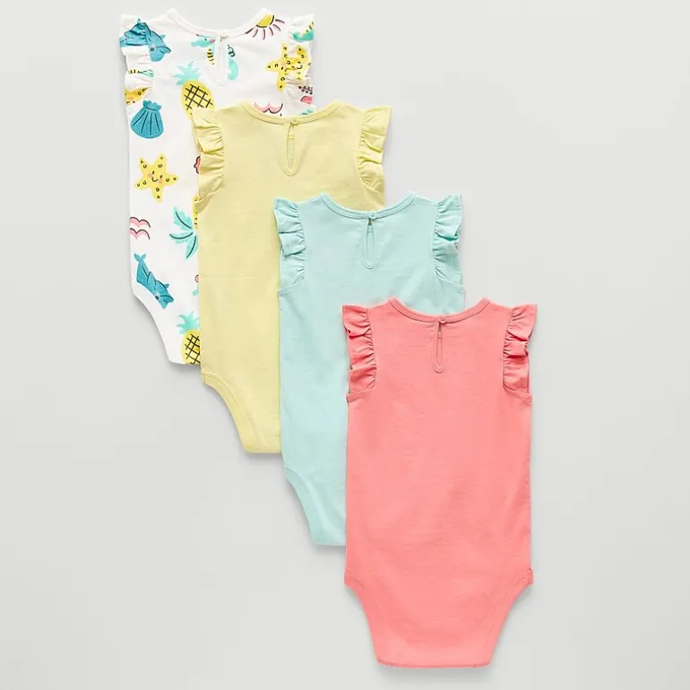 Okie Dokie Baby Girls Round Neck Sleeveless 4-pc. Bodysuit