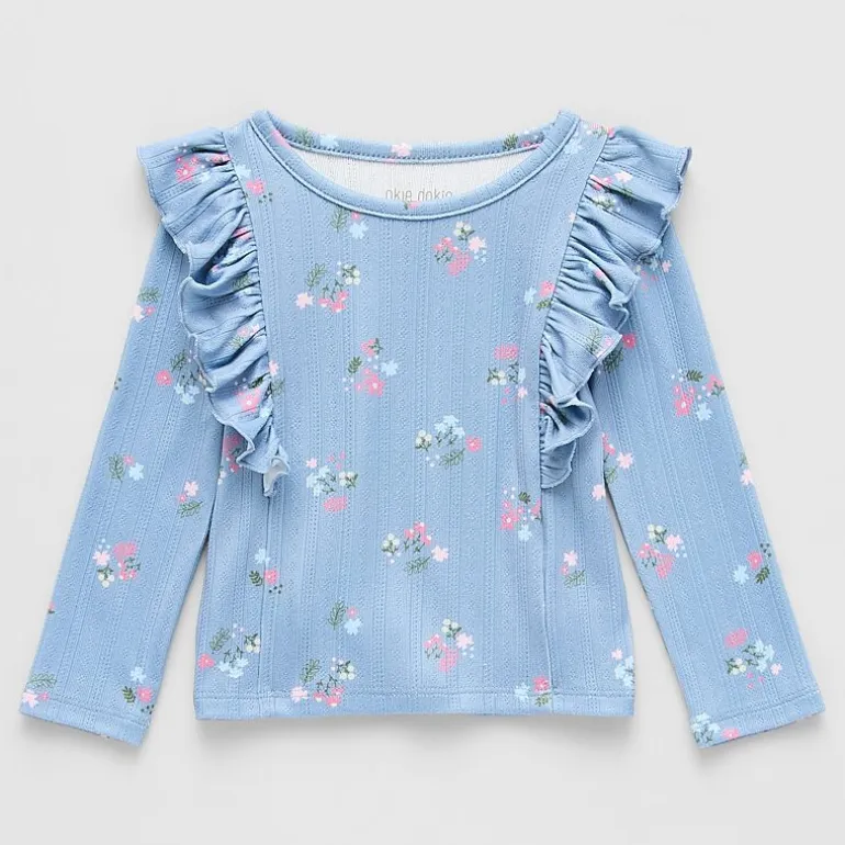 Okie Dokie Baby Girls Round Neck Long Sleeve T-Shirt