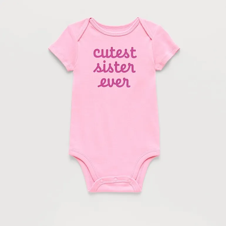 Okie Dokie Baby Girls Round Neck Short Sleeve Rib Bodysuit