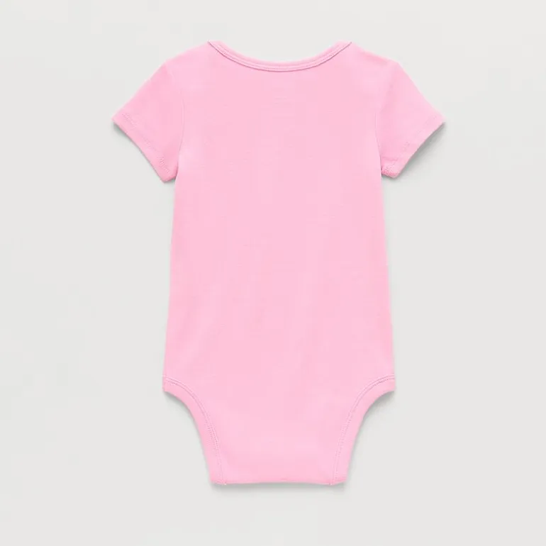 Okie Dokie Baby Girls Round Neck Short Sleeve Rib Bodysuit