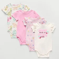 Okie Dokie Baby Girls Round Neck Short Sleeve 4-pc. Bodysuit
