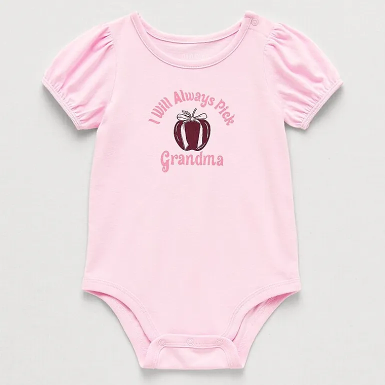 Okie Dokie Baby Girls Round Neck Short Sleeve Bodysuit