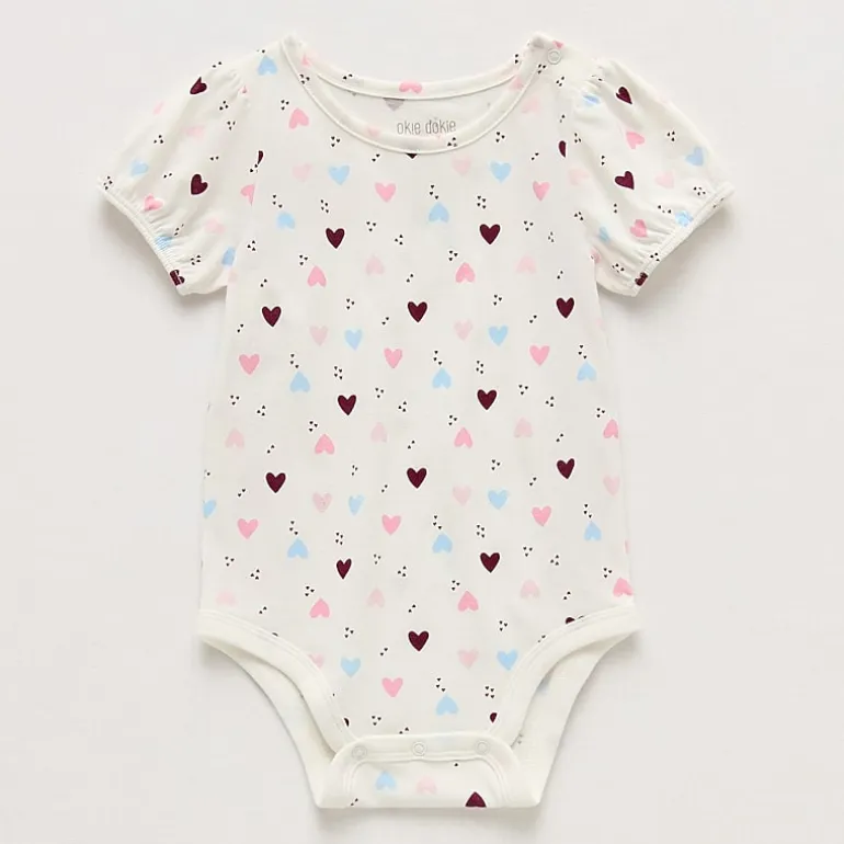 Okie Dokie Baby Girls Round Neck Short Sleeve Bodysuit