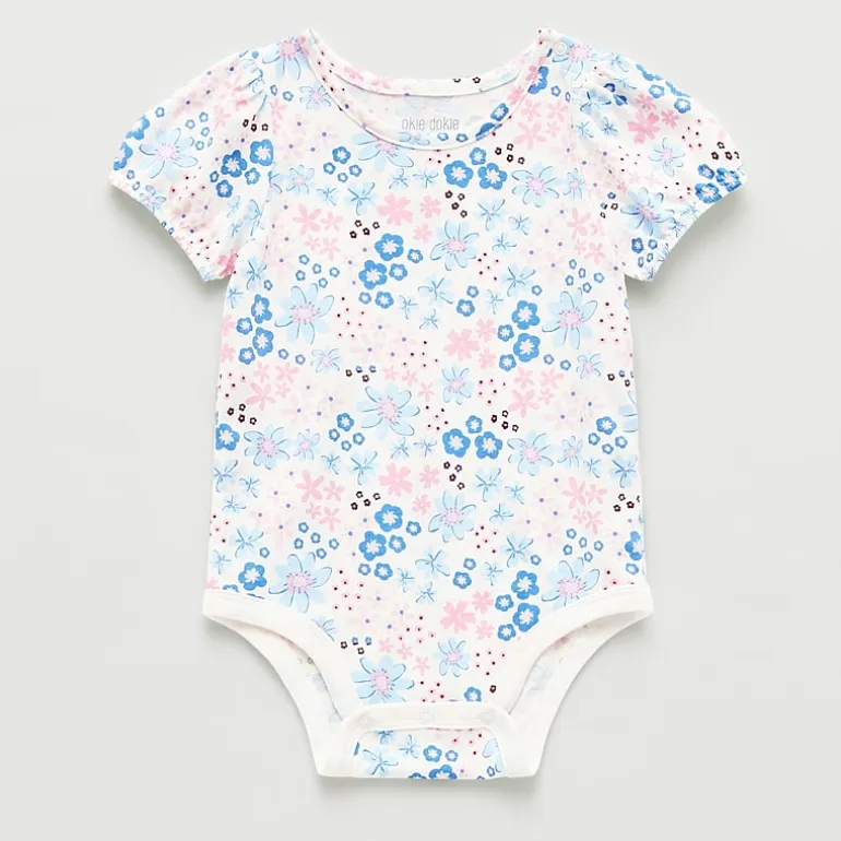 Okie Dokie Baby Girls Round Neck Short Sleeve Bodysuit