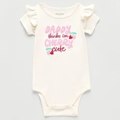 Okie Dokie Baby Girls Round Neck Short Sleeve Rib Bodysuit