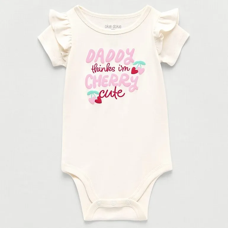 Okie Dokie Baby Girls Round Neck Short Sleeve Rib Bodysuit