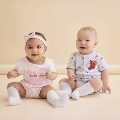 Okie Dokie Baby Girls Round Neck Short Sleeve Rib Bodysuit