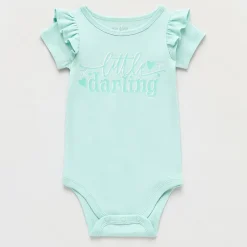 Okie Dokie Baby Girls Round Neck Short Sleeve Rib Bodysuit