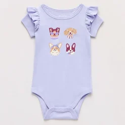 Okie Dokie Baby Girls Round Neck Short Sleeve Rib Bodysuit
