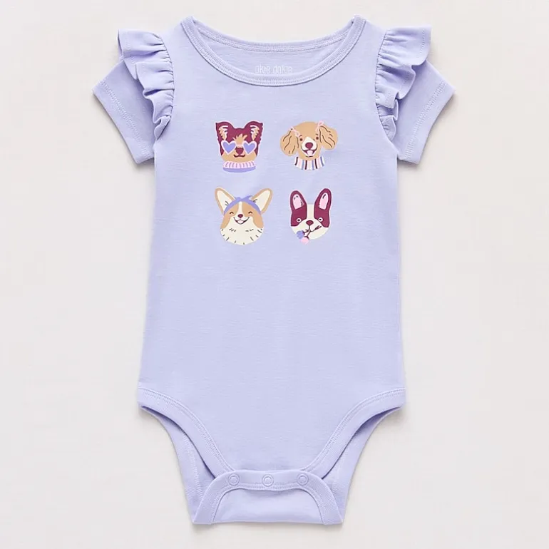 Okie Dokie Baby Girls Round Neck Short Sleeve Rib Bodysuit