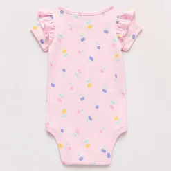 Okie Dokie Baby Girls Round Neck Short Sleeve Rib Bodysuit