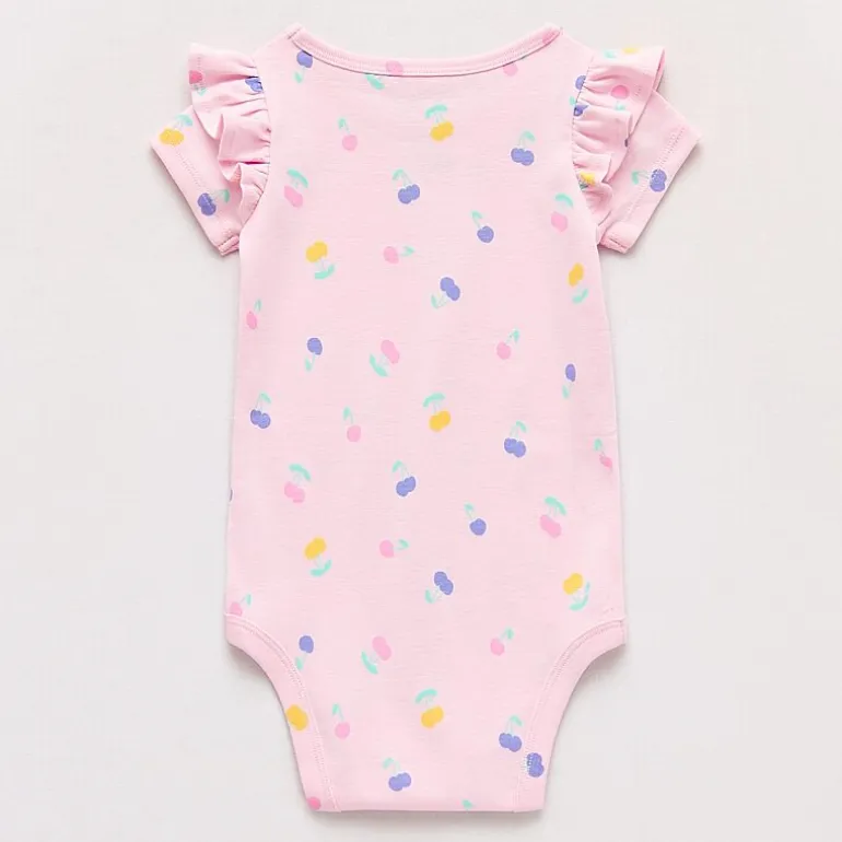 Okie Dokie Baby Girls Round Neck Short Sleeve Rib Bodysuit