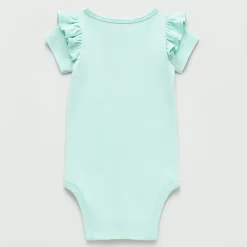 Okie Dokie Baby Girls Round Neck Short Sleeve Rib Bodysuit