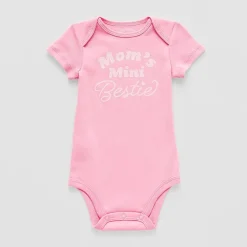 Okie Dokie Baby Girls Round Neck Short Sleeve Rib Bodysuit