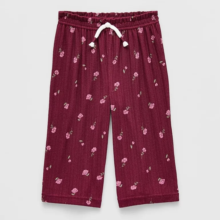 Okie Dokie Baby Girls Wide Leg Loose Fit Pull-On Pant