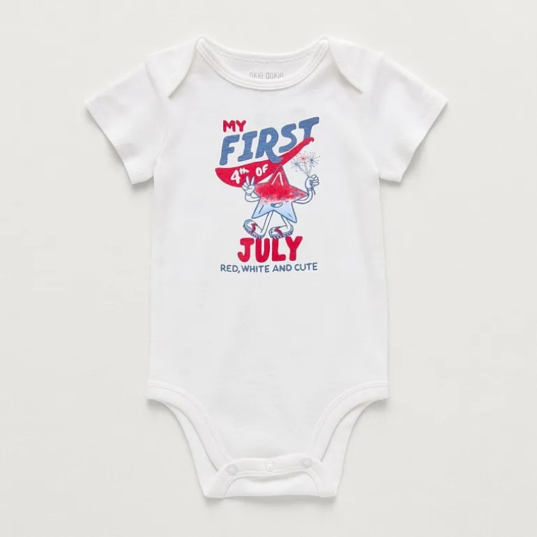 Okie Dokie Baby Unisex Round Neck Short Sleeve Rib Bodysuit