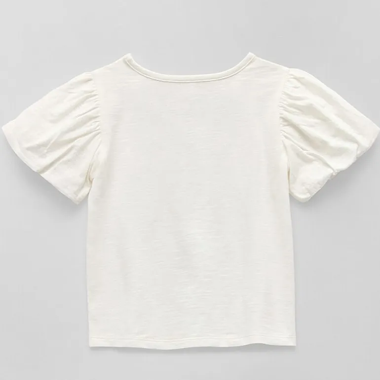 Okie Dokie Girls Crew Neck Puff Sleeve Graphic T-Shirt
