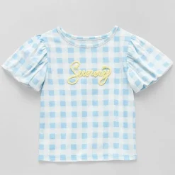 Okie Dokie Girls Crew Neck Puff Sleeve Graphic T-Shirt