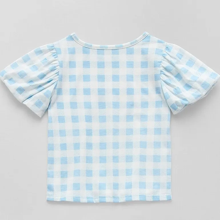 Okie Dokie Girls Crew Neck Puff Sleeve Graphic T-Shirt