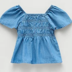 Okie Dokie Smocked Toddler & Little Girls Square Neck Short Sleeve Blouse